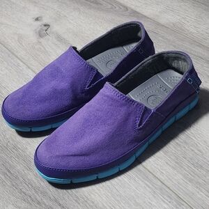 Crocs Stretch Sole Slip On Purple & Blue Loafers Womens Size 6